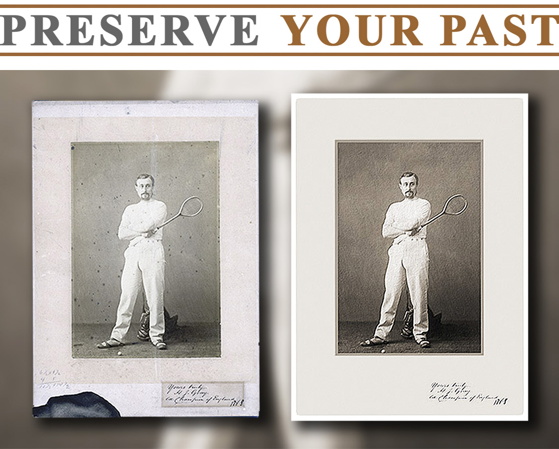 Digital archiving and restoration of an old photograph from the collection of the New York Racquet & Tennis Club