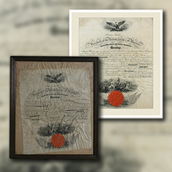 Restoration of a Navy officers commission document signed by Abraham Lincoln
