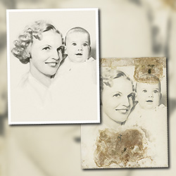 Restoration of a water damaged and stained photograph.