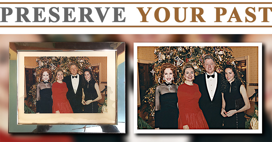 Restoration of a photograph stuck to glass.